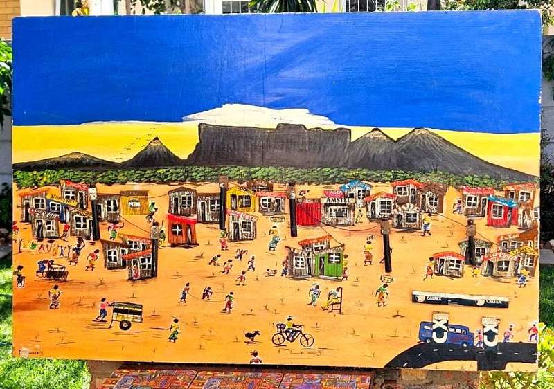 Large 3d Township art with Table Mountain