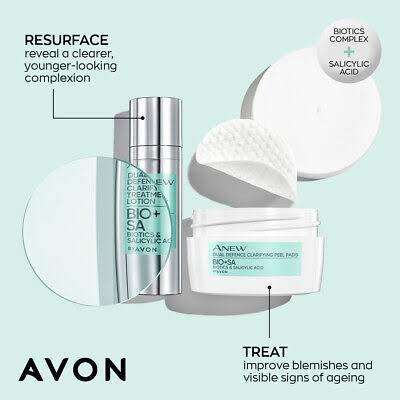 Avon Anew Dual Defence Clarifying Treatment Lotion 30ml & Peel Pads set