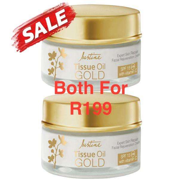 Justine Tissue Oil Gold Expert Skin Repair Rejuvenation SPF 20- 50ml x 2