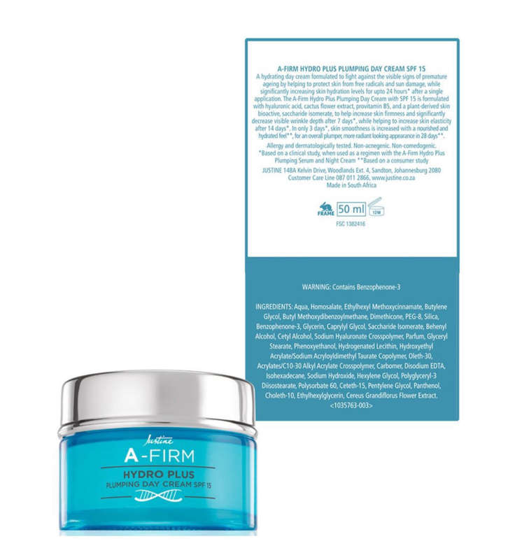 Justine A-Firm Hydro Plus Plumping Day Cream SPF 15 - 50ml