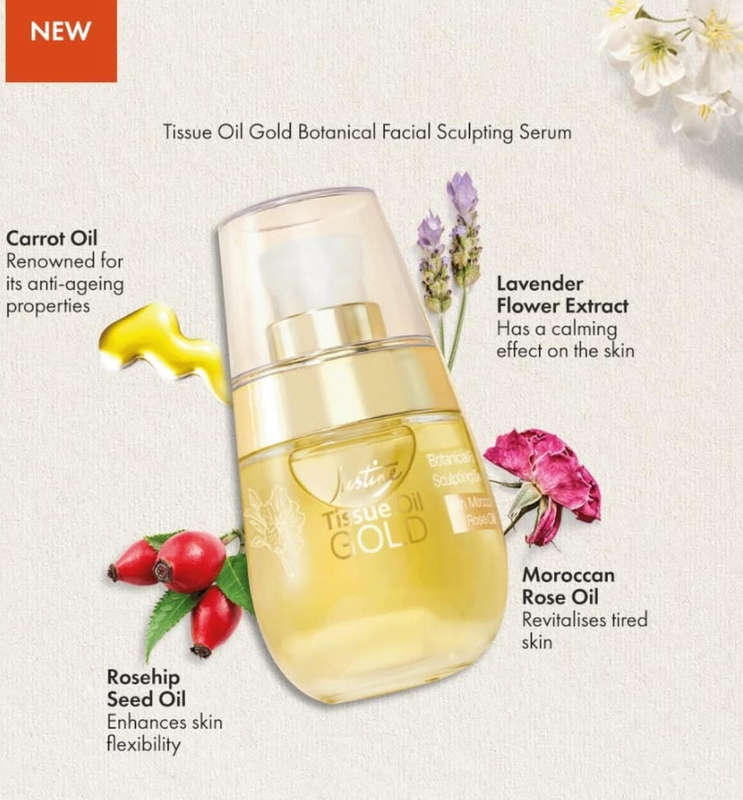 Justine Tissue Oil Gold Serum with Moroccan Rose oil - 30ml