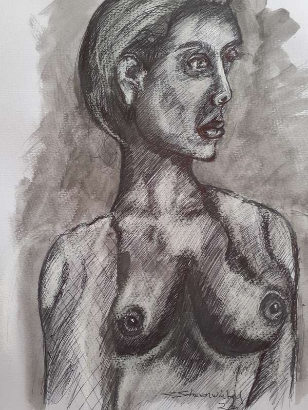 Drawing of a nude woman