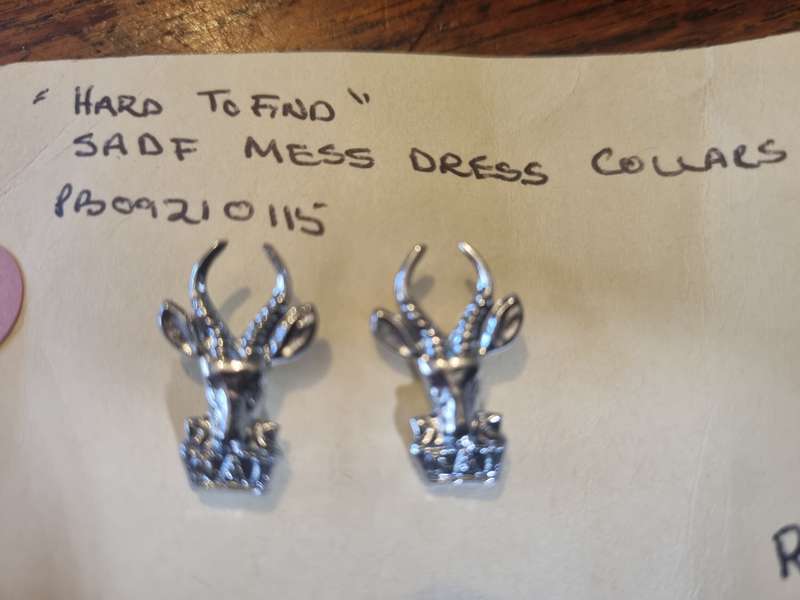 SADF Infantry Mess Dress Collar Badges - Very hard to find