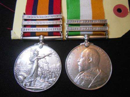 Boer War QSA & KSA Medals : Named to Serg E Roberts RAMC no 10996