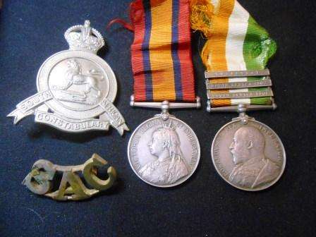 Boer War Medal Group & SA Constabulary Badges