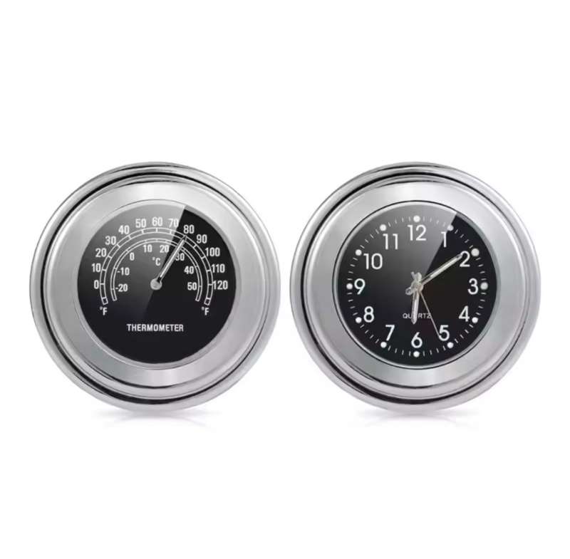 Motorcycle Handlebar Clock and Thermometer
