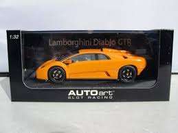 Lamborghini Diablo GTR Orange with Lighting Lamps Slot Car Auto Art Slot Racing 13132 1/32