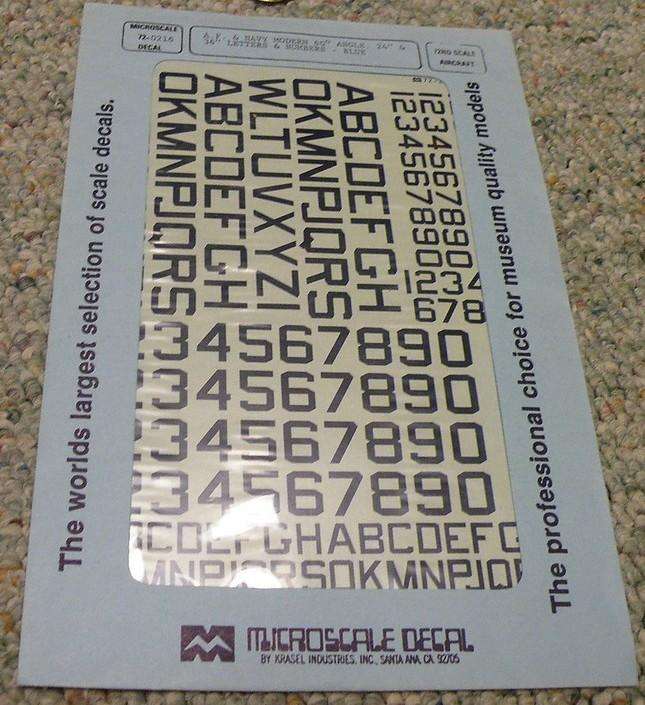 US ID 60' Letters & Numbers Blue 1/72 Microscale Decals 72-216