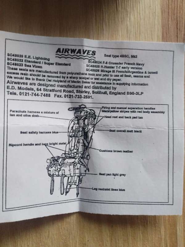 Mirage III Seat Type 4SBC Mk.2 1/48  Airwaves SC48-026