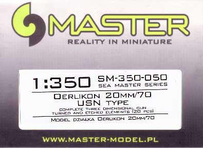 Oerlikon 20mm/70 USN type (20pcs) Detail set 1/350 Master SM-350-050