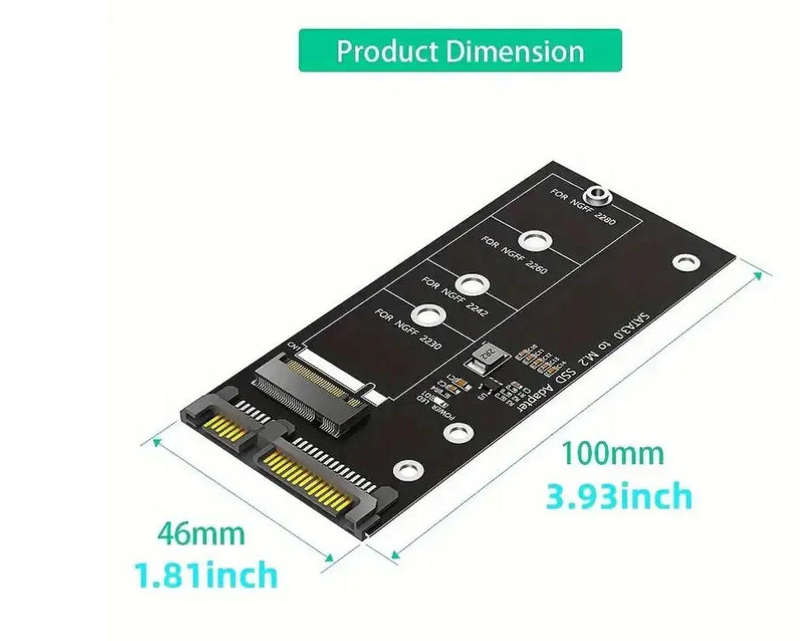 M.2 NGFF to SATA III Adapter Card - B & M Key SSD Converter for 6.35cm SATA III