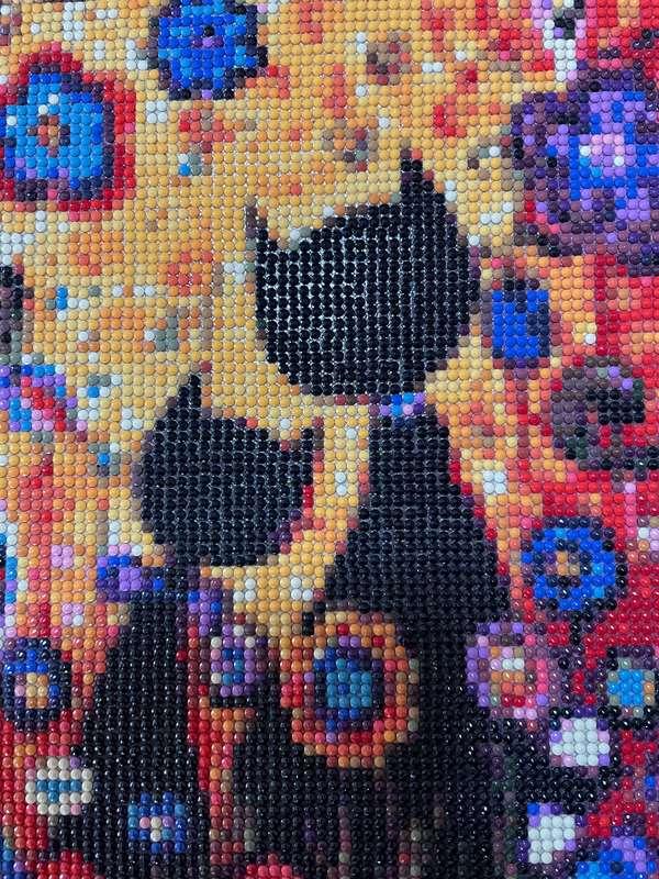 Diamond art picture of cats with frame (completed)