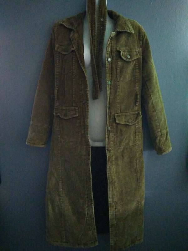 Long brown corduroy jacket (knee size length) Size 8
