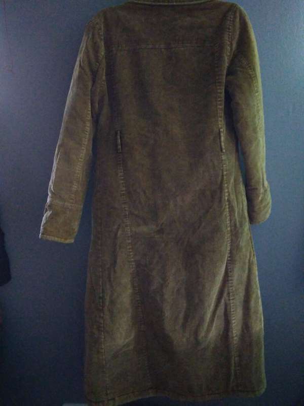 Long brown corduroy jacket (knee size length) Size 8