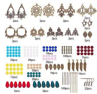 ***DIY*** 10 Pairs /  Tibetan Style Chandelier Components/Glass Beads / Earing Making Kit