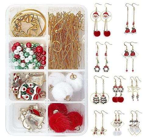 ***DIY*** 10 Pairs/  Christmas Theme / Enamel Pendants / Brass Findings /Gold Tone  / Kit