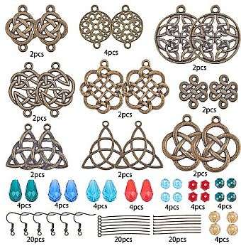 ***DIY*** 10 Pairs / Antique Bronze  Tibetan Style  Components/Glass Beads / Earing Making Kit