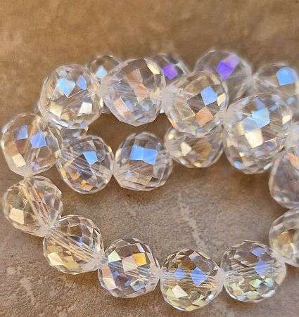 *Clearance Sale*10 pc x (11x11mm) Clear Electroplated Teardrop Faceted Glass Beads