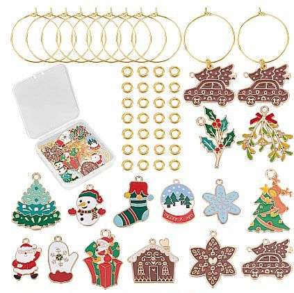 ***DIY*** 14 Sets Christmas Wine Glass Markers / Enamel Charms / Gold Tone