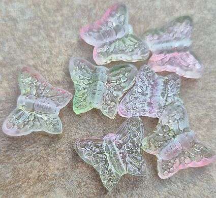 *Clearance Sale*10pc  (15x12mm) Green / Pink  / Butterfly  / Painted Glass Beads