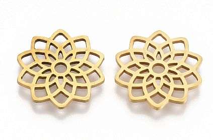 *Clearance Sale*1 pc Flower / Stainless Steel   /Gold Tone / Spacer / Connector  16.5x1mm