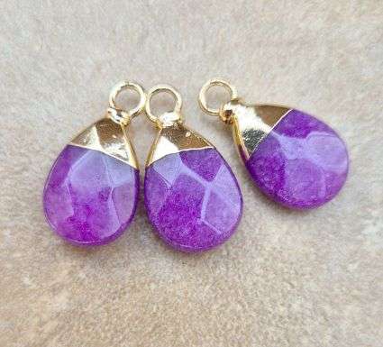*Clearance Sale*1pc ( +/-18x 10mm) Natural /  Jade / Purple / Dyed /  Faceted Drop /Charm
