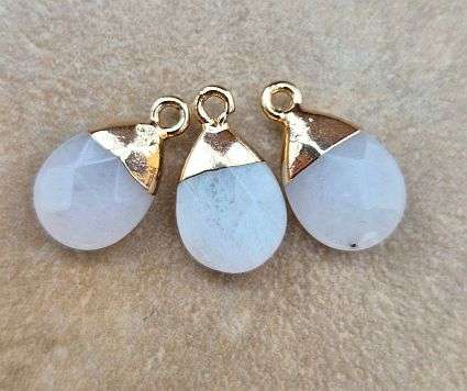 *Clearance Sale*1pc ( +/-18x 10mm) Natural /  White Jade /  Faceted Drop /Charm /