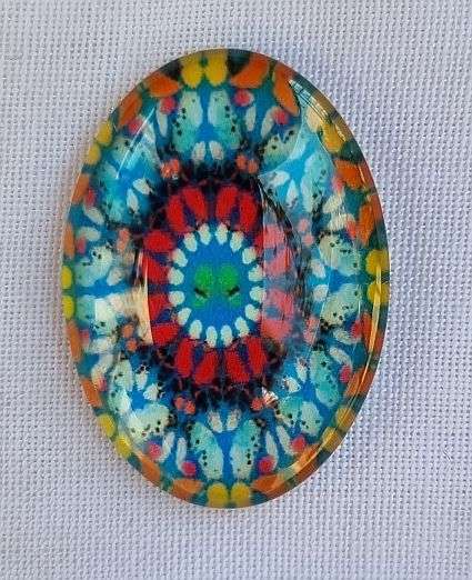 *Clearance Sale* DIY ***1pc x ( 18x25mm) Kaleidoscope   / Oval Glass Cabochon