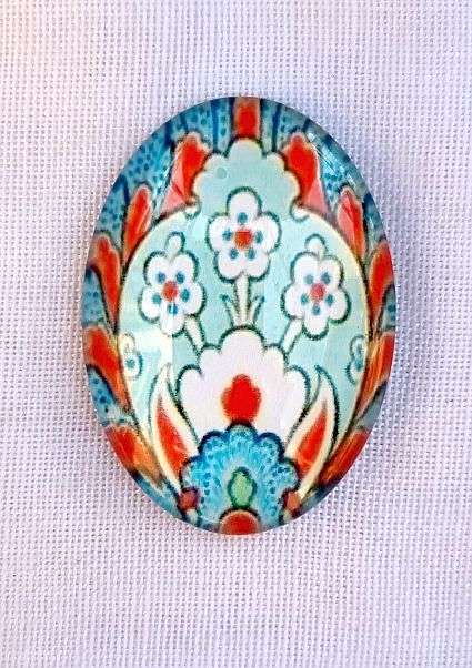 *Clearance Sale* DIY ***1pc x ( 18x25mm) Flowers  / Oval Glass Cabochon