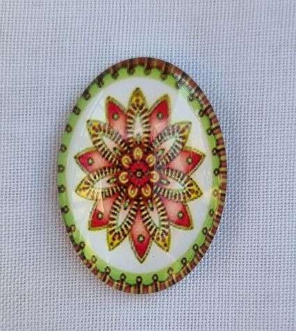 *Clearance Sale** DIY ***1pc x ( 18x25mm) Flower   / Oval Glass Cabochon