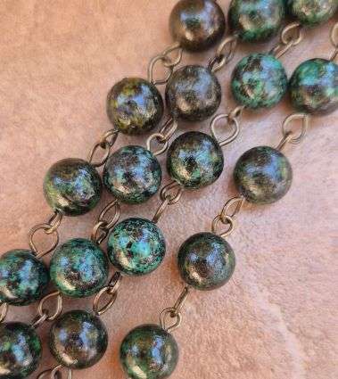 *Clearance Sale*1m Handmade / Natural /  African Turquoise / Jasper / Antique Bronze /  Eye Pin