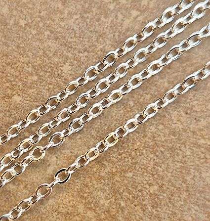 *Clearance Sale*1m Silver Tone / Brass  Chain, Link Size 2.2x1.7mm
