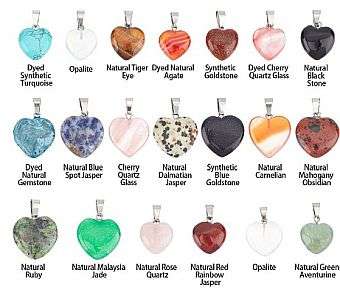***DIY***  20pcs / Natural  / Synthetic Heart  Shape / Gemstone Pendants/ Necklace Jewelry / Kit
