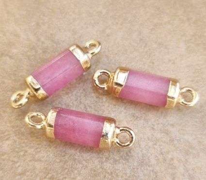 *Clearance Sale* 1pc ( +/-20x 5mm) Natural /  Jade / Pink / Dyed  /  Link / Connector / Gold Tone