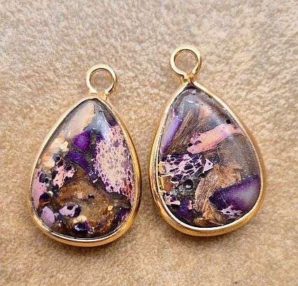 *Clearance Sale*1pc  Synthetic Assembled Bronzite and Imperial Jasper/ Gold Tone /