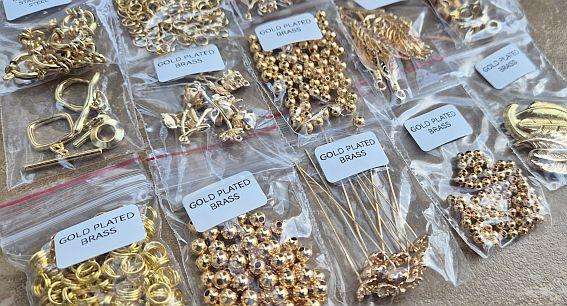 6Kg  Mixed / Assorted Glass Beads /  Gold Plated / Stainless Steel & Other Findings