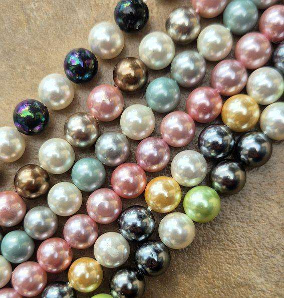 6 Strands (8mm) Natural / Multi Color Shell Pearl / +/- 25pcs Per Strand