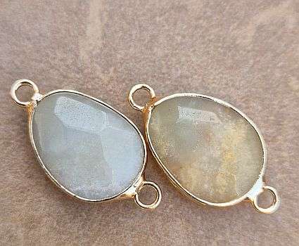 *Clearance Sale*1 pc Natural /  Amazonite  / Faceted / Drop / Gold Tone /  Connector / Link
