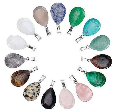 30pcs Assorted  / Drop / Natural / Synthetic  / Gemstone Pendants