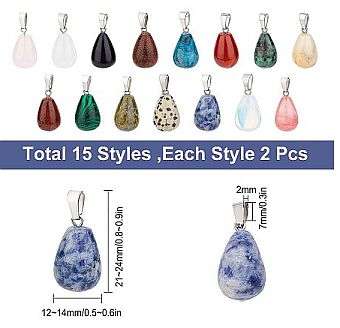 ***DIY***  30pcs / Natural  / Synthetic Drop Shape / Gemstone Pendants