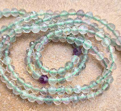 1 Strand x (+/-3mm)  Natural / Fluorite  / Faceted Round  Beads  +/-135pc