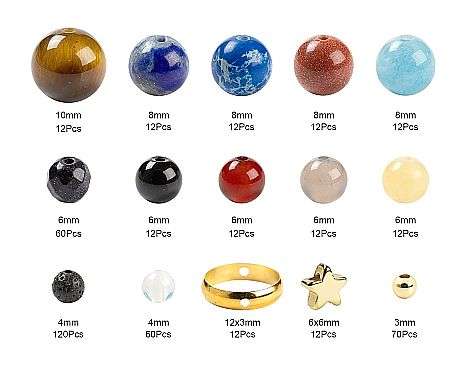 ***DIY*** 360 pcs   Natural /  Synthetic / Gemstones / Round Beads / Gold Tone Findings
