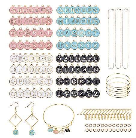 ***DIY*** 4 Set Alphabet Charms / Alloy Enamel Charms / Alloy Findings / Gold Tone / Jewelry Making