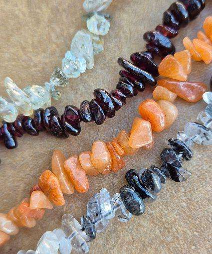 4 Strands Assorted  Natural Gemstone  Chip Beads  / Bid Per Strand