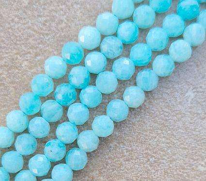 Clearance Sale** 1  Strand Natural /  Amazonite /  Grade AA / Faceted Round Beads  (+/-4mm)+/-105pcs