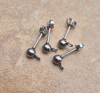 *Clearance Sale* 2pcs (1 Set)   Stainless Steel  / Ball Stud With Loop  Earring