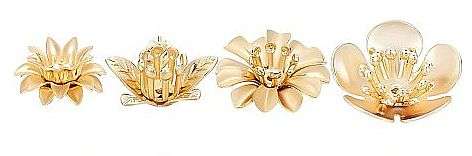 *Clearane Sale*4pcs Assorted Gold Plated Brass  / Flower Bead  Caps