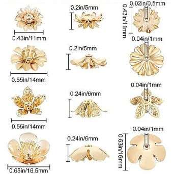*Clearane Sale*4pcs Assorted Gold Plated Brass  / Flower Bead  Caps