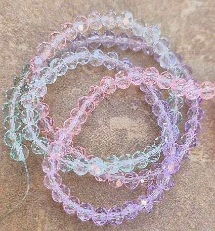 *Clearance Sale*1 Strand (4x3.5mm) Multi Color / Pink / Purple/ Green / Faceted  Rondelle Glass