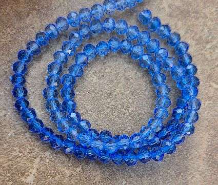 *Clearance Sale*1 Strand (4x3.5mm) Multi Color / Light / Dark Blue  / Faceted  Rondelle Glass B